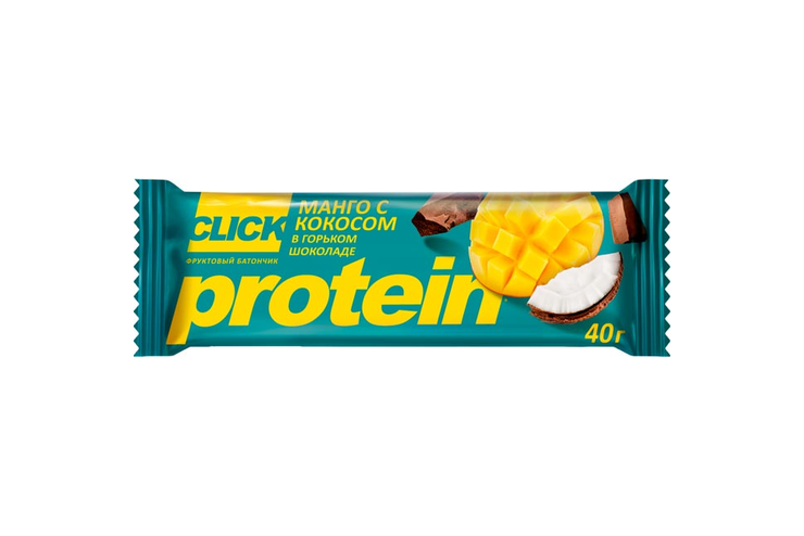 Фруктовый батончик Click Манго с кокосом, 40 г Фруктовый батончик Click Манго с кокосом, 40 г
