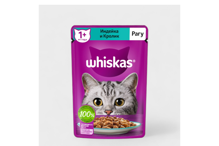 Влажный корм для кошек «Whiskas» рагу с кроликом и индейкой, 85 г