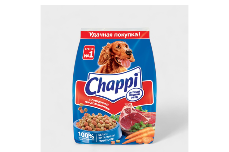 Сухой корм для собак «Chappi» «Сытный мясной обед», Говядина по-домашнему с овощами и травами, 600 г