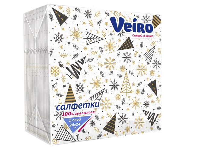 Салфетки сервировочные «Veiro» Зима. Елочный мотив, 50 шт