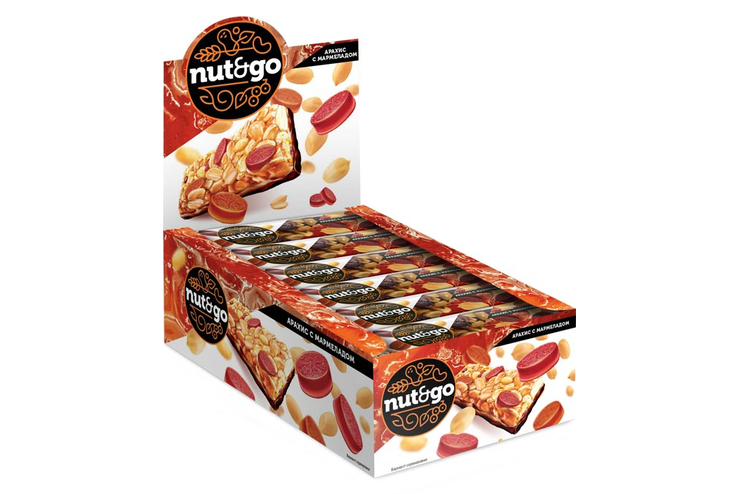 «Nut&Go», батончик с арахисом и мармеладом, 42 г