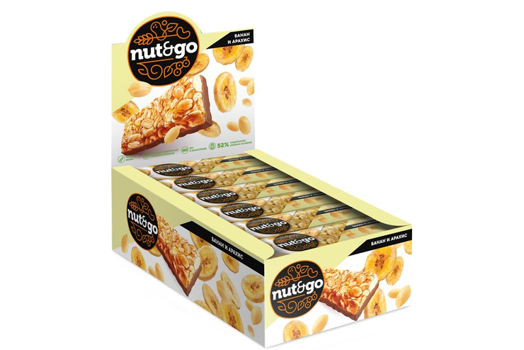 «Nut&Go», батончик «Банан и арахис», 42 г