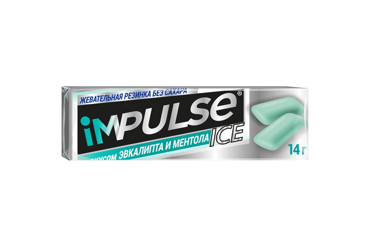 «Impulse ICE», жевательная резинка со вкусом эвкалипта и ментола, 14 г
