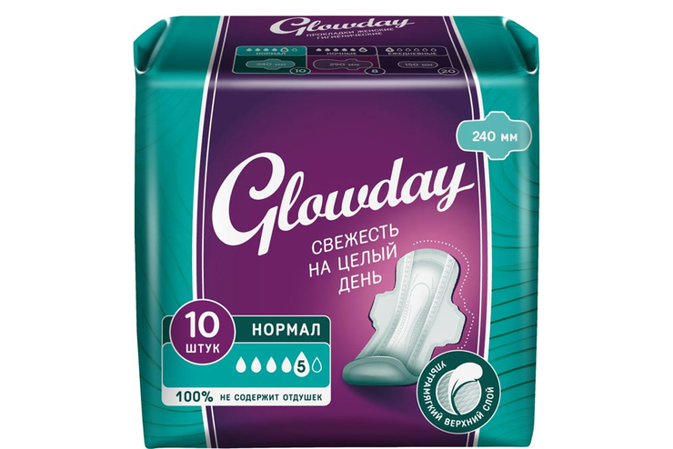 Прокладки женские Glowday Нормал, 10шт, 80 г