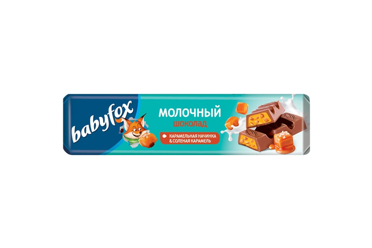 «BabyFox», молочный шоколад с карамельной начинкой и солёной карамелью, 45 г «BabyFox», молочный шоколад с карамельной начинкой и солёной карамелью, 45 г
