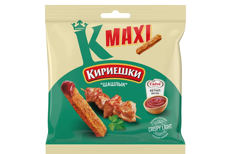 «Кириешки Maxi», сухарики со вкусом «Шашлык» и с кетчупом «Calve», 75 г