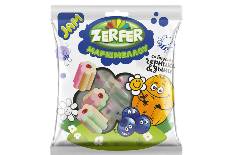 «Zerfer», маршмеллоу Jam со вкусом черники & дыни, 90 г