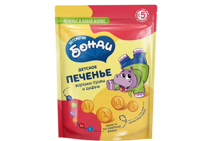 «Бегемотик Бонди», детское печенье «Изучаем буквы и цифры», 80 г «Бегемотик Бонди», детское печенье «Изучаем буквы и цифры», 80 г
