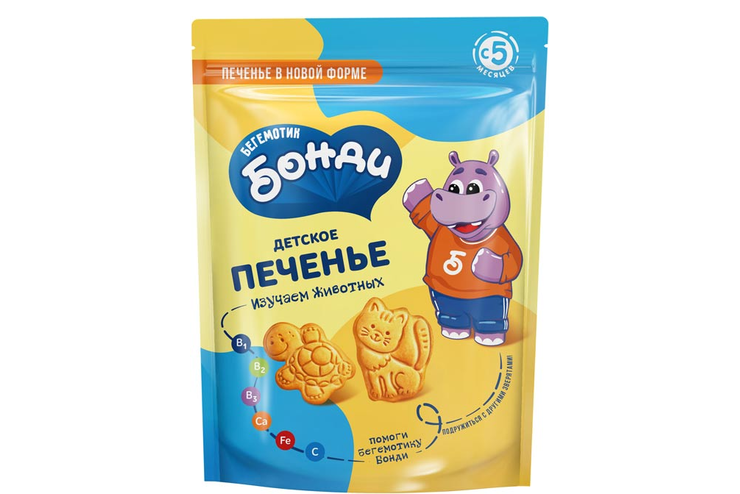 «Бегемотик Бонди», детское печенье «Изучаем животных», 80 г «Бегемотик Бонди», детское печенье «Изучаем животных», 80 г