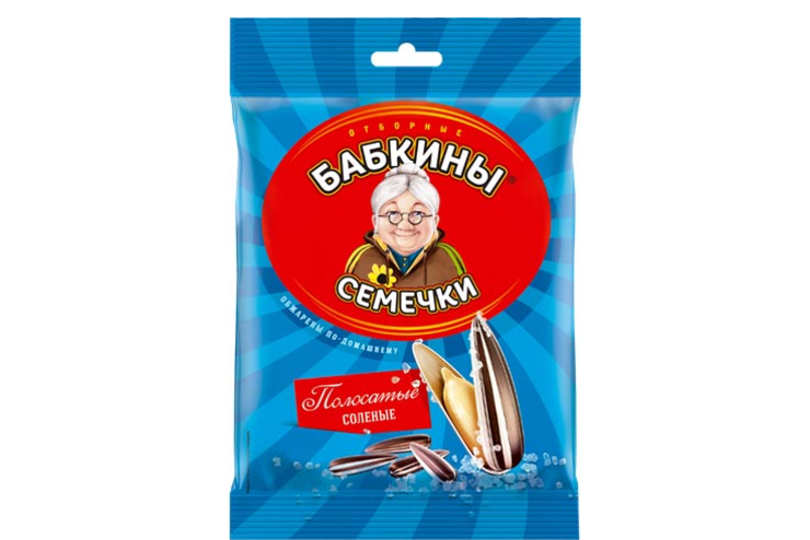 «Бабкины семечки», семечки полосатые, солёные, 75 г