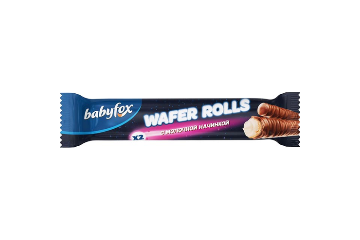 «BabyFox», трубочки Wafer Rolls с молочной начинкой, 16 г