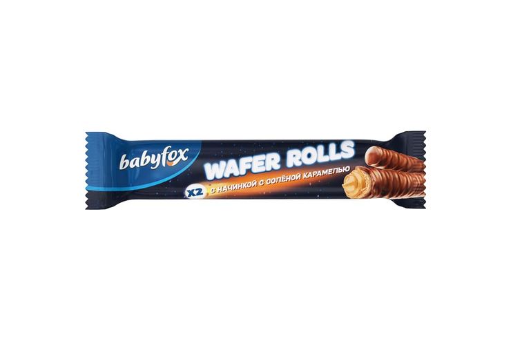 «BabyFox», трубочки Wafer Rolls с начинкой с солёной карамелью, 16 г «BabyFox», трубочки Wafer Rolls с начинкой с солёной карамелью, 16 г