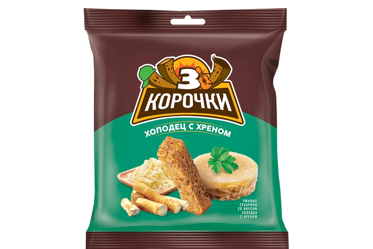 «3 Корочки», сухарики со вкусом холодца с хреном, 100 г «3 Корочки», сухарики со вкусом холодца с хреном, 100 г