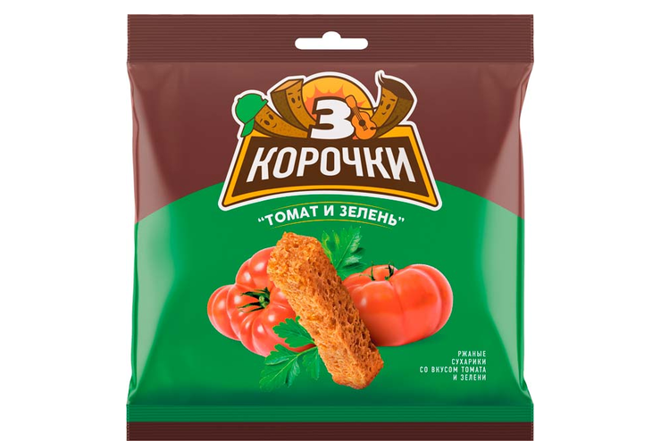«3 Корочки», сухарики со вкусом томата и зелени, 100 г «3 Корочки», сухарики со вкусом томата и зелени, 100 г