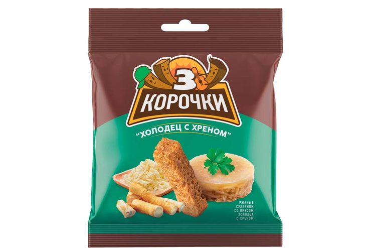 «3 Корочки», сухарики со вкусом холодца с хреном, 40 г