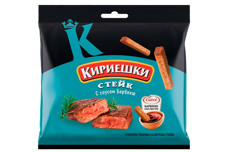 «Кириешки», сухарики со вкусом стейка и соусом барбекю «Calve», 85 г