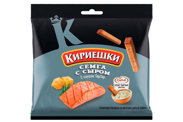 «Кириешки», сухарики со вкусом семги с сыром и соусом тар-тар «Calve», 85 г «Кириешки», сухарики со вкусом семги с сыром и соусом тар-тар «Calve», 85 г