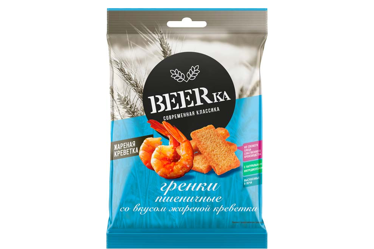 «Beerka», гренки со вкусом жареной креветки, 60 г «Beerka», гренки со вкусом жареной креветки, 60 г