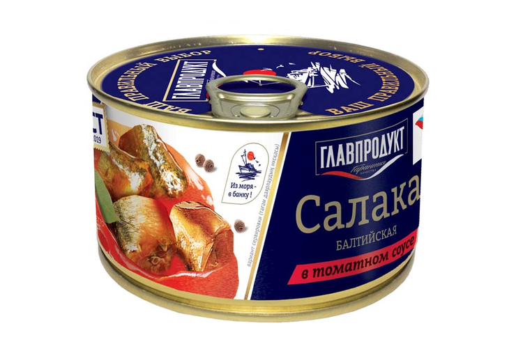 «Главпродукт», салака балтийская обжаренная, в томатном соусе, 240 г «Главпродукт», салака балтийская обжаренная, в томатном соусе, 240 г