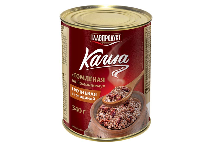 «Главпродукт», каша гречневая с говядиной «Томлёная по-домашнему», 340 г