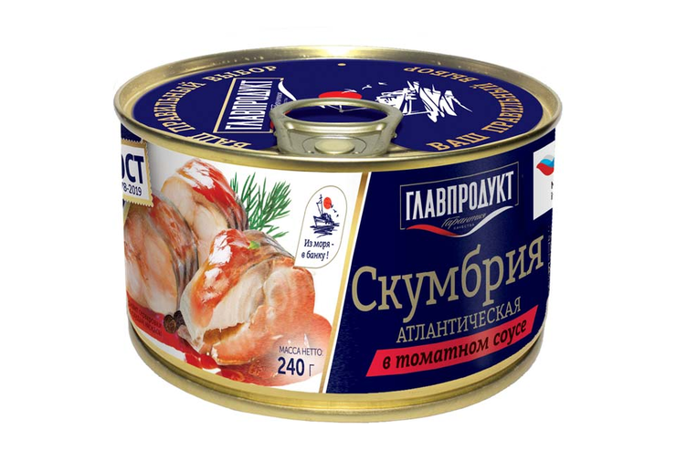 «Главпродукт», скумбрия в томатном соусе, 240 г