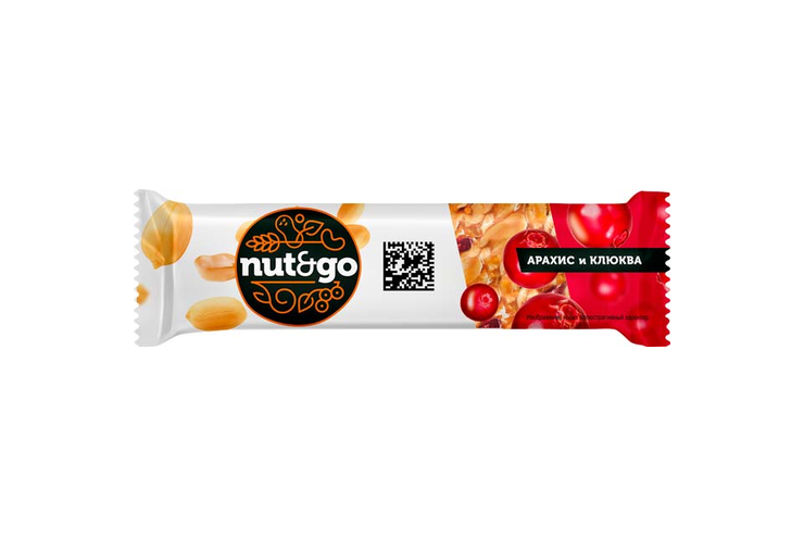 «Nut&Go», батончик с арахисом и клюквой, 42 г