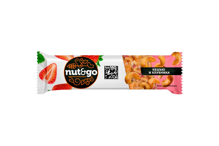 «Nut&Go», батончик «Кешью и клубника», 36 г