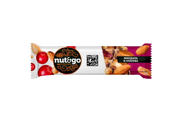 «Nut&Go», батончик «Миндаль и клюква», 36 г