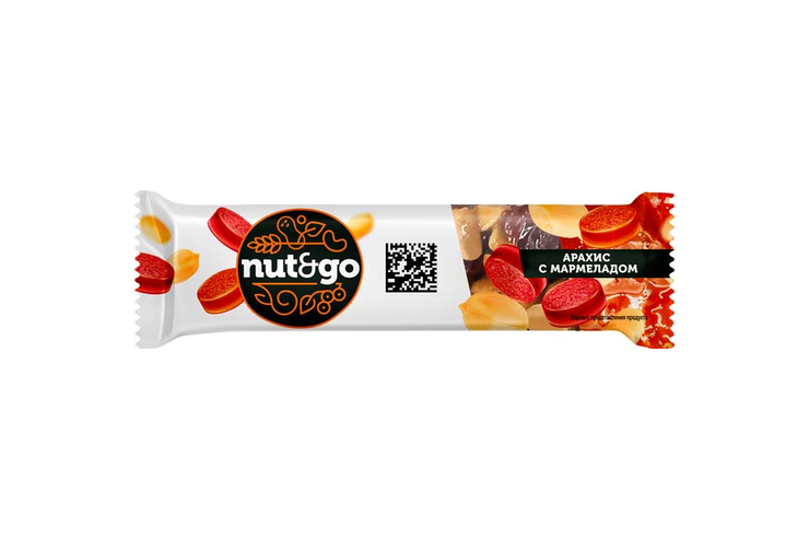 «Nut&Go», батончик с арахисом и мармеладом, 42 г