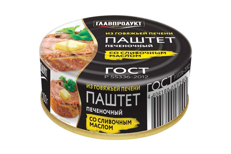 «Главпродукт», паштет печеночный со сливочным маслом, 100 г