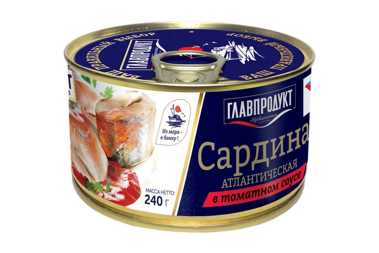 «Главпродукт», сардина в томатном соусе, 240 г