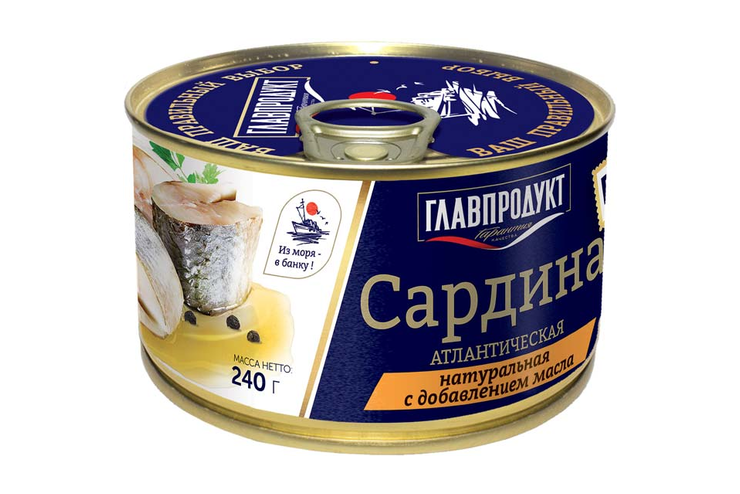 «Главпродукт», сардина с добавлением масла, 240 г