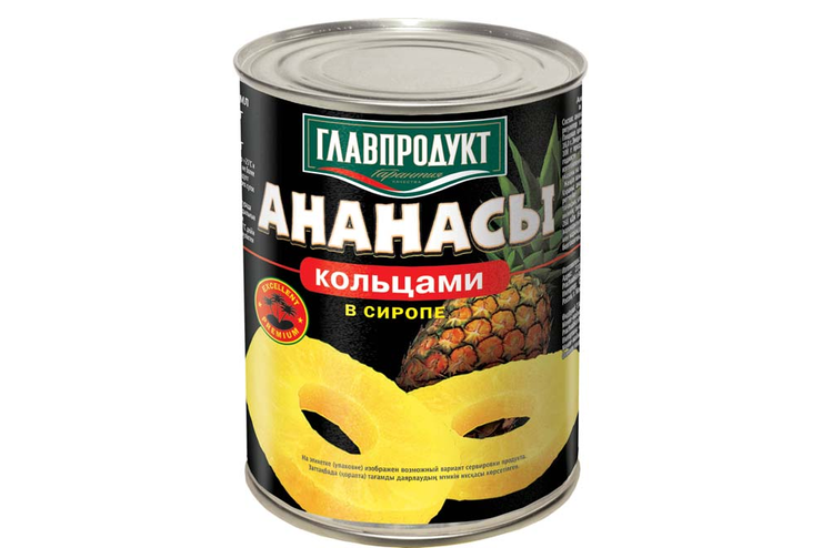 «Главпродукт», ананасы кольца, 580 г