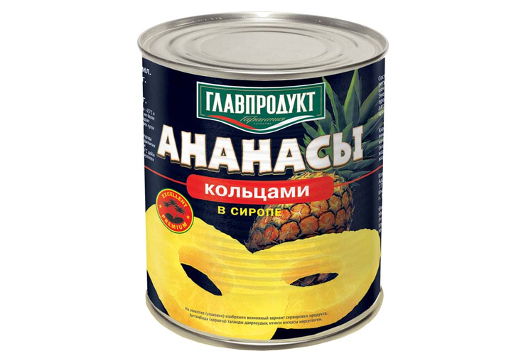 «Главпродукт», ананасы кольца, 850 г