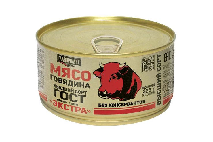 Говядина тушеная, высший сорт «Главпродукт», 325 г Говядина тушеная, высший сорт «Главпродукт», 325 г