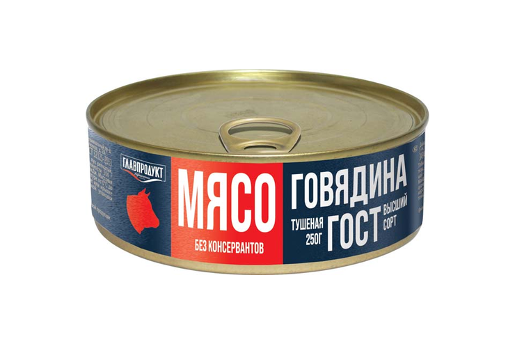 «Главпродукт», говядина тушеная, высший сорт, 250 г