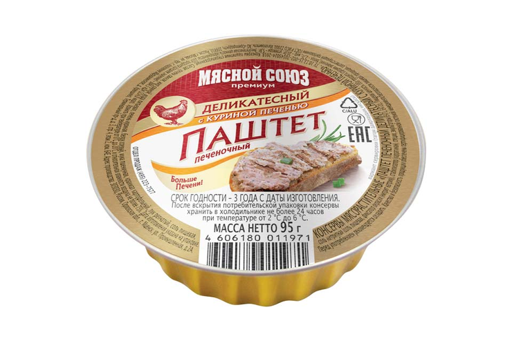 «Мясной союз», паштет печеночный «Деликатесный» с куриной печенью, 95 г «Мясной союз», паштет печеночный «Деликатесный» с куриной печенью, 95 г