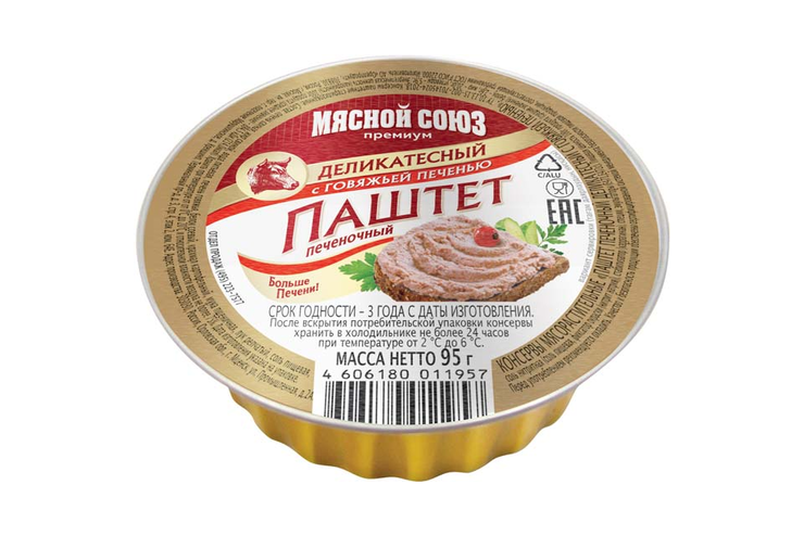 «Мясной союз», паштет печеночный «Деликатесный» с говяжьей печенью, 95 г «Мясной союз», паштет печеночный «Деликатесный» с говяжьей печенью, 95 г