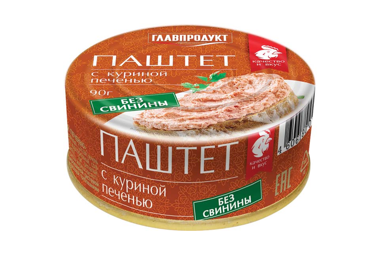 «Главпродукт», паштет с куриной печенью, 90 г
