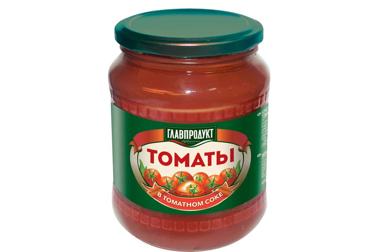 «Главпродукт», томаты неочищенные в томатном соке, 680 г