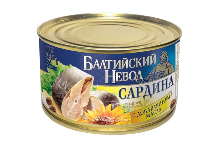«Балтийский невод», сардина атлантическая в томатном соусе, 240 г «Балтийский невод», сардина атлантическая в томатном соусе, 240 г