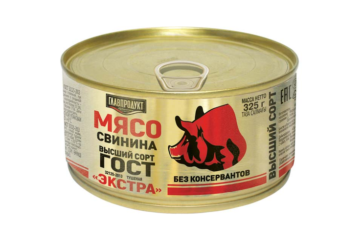 «Главпродукт», свинина тушеная Экстра, 325 г «Главпродукт», свинина тушеная Экстра, 325 г