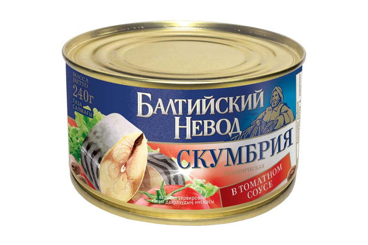 «Балтийский невод», скумбрия  в томатном соусе, 240 г