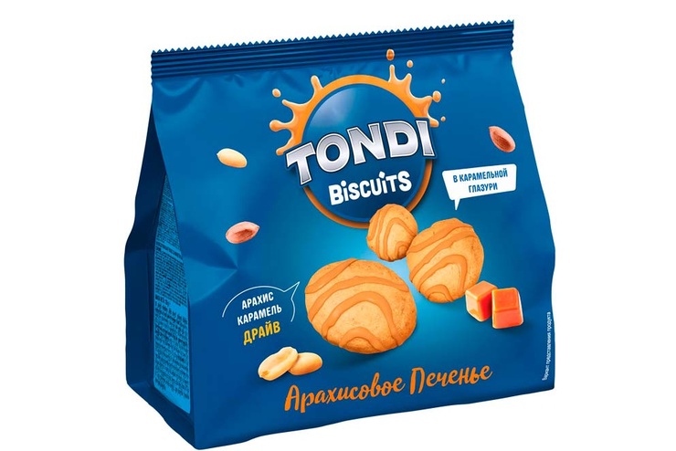 «Tondi», арахисовое печенье в карамельной глазури, 120 г «Tondi», арахисовое печенье в карамельной глазури, 120 г