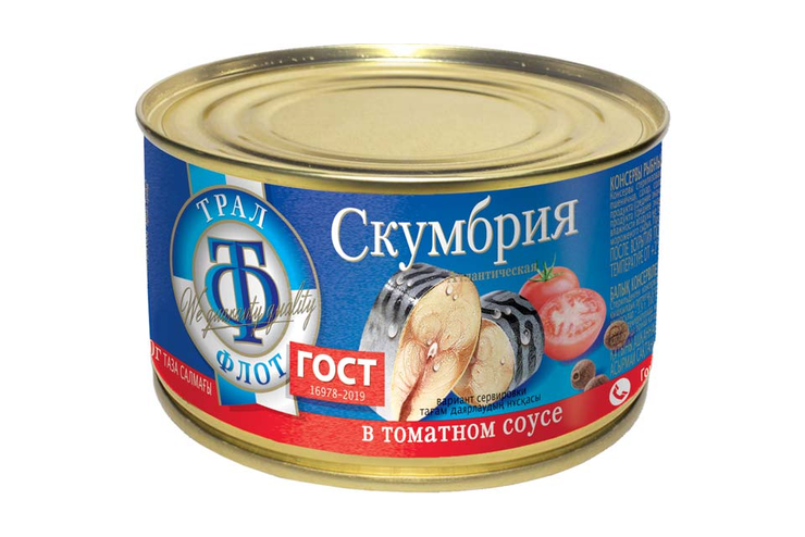 «Трал Флот», скумбрия в томатном соусе, 240 г «Трал Флот», скумбрия в томатном соусе, 240 г
