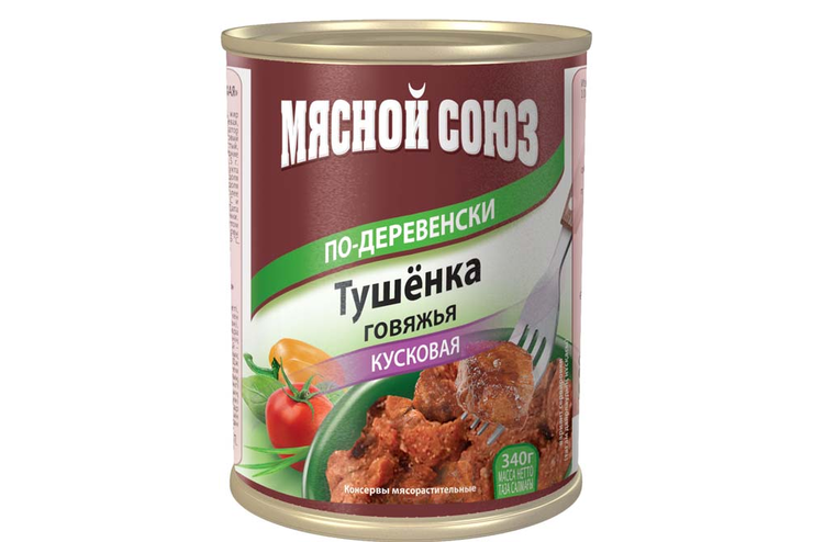 «Главпродукт», тушенка говяжья  кусковая «По-деревенски», 340 г