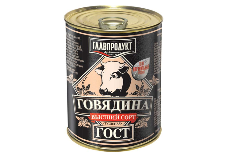 «Главпродукт», говядина тушеная, высший сорт, 338 г