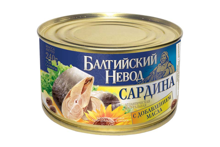 «Балтийский невод», сардина атлантическая с добавлением масла, 240 г