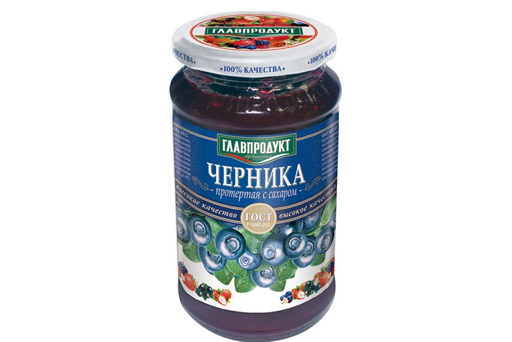 «Главпродукт», черника протертая с сахаром, 550 г