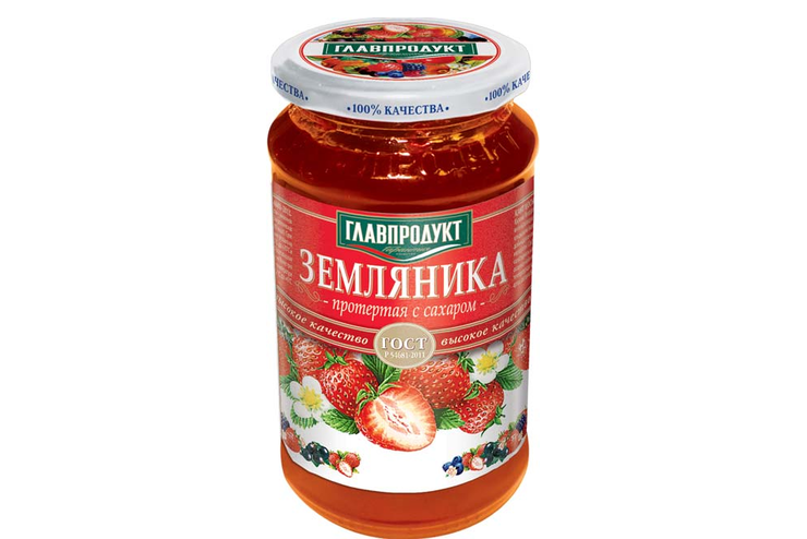 «Главпродукт», земляника протертая с сахаром, 550 г «Главпродукт», земляника протертая с сахаром, 550 г